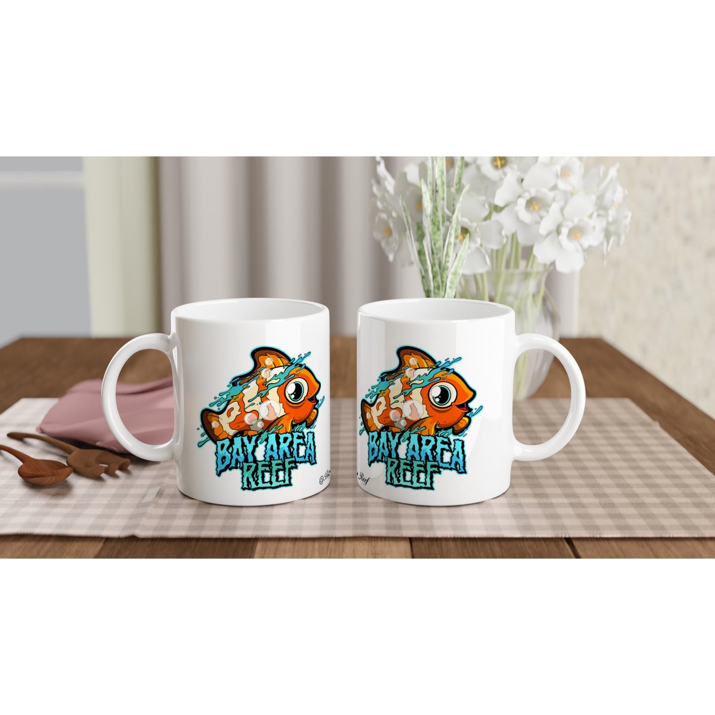 Bay Area Reef White 11oz Ceramic Mug (Clownfish)